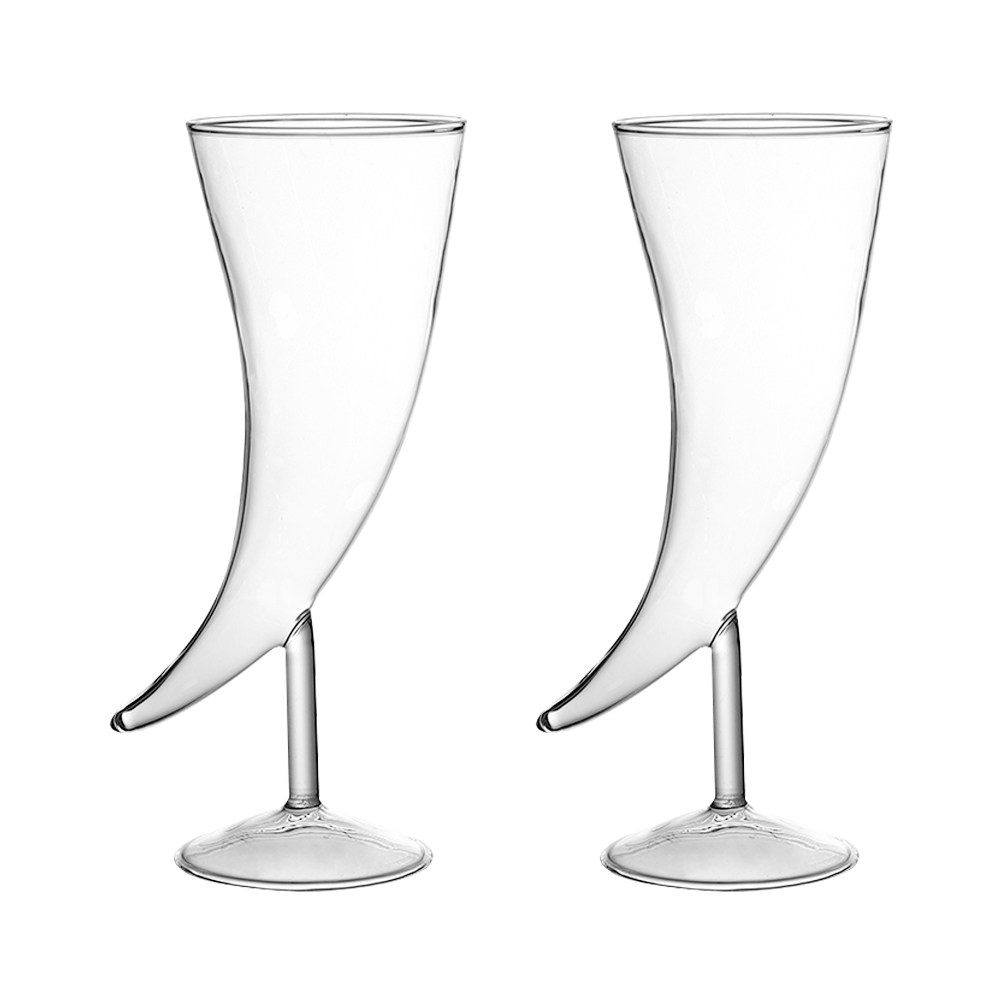 Home Bar Set - 2Pcs Ox Horn Cocktail Glass Set